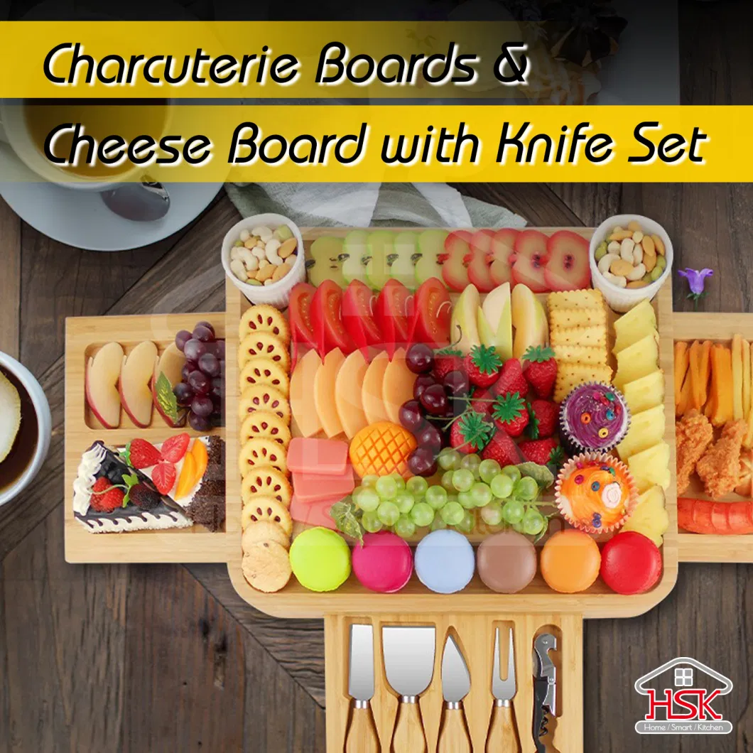 Bamboo Cheese Cutting Board Wooden Serving Tray Food Platter