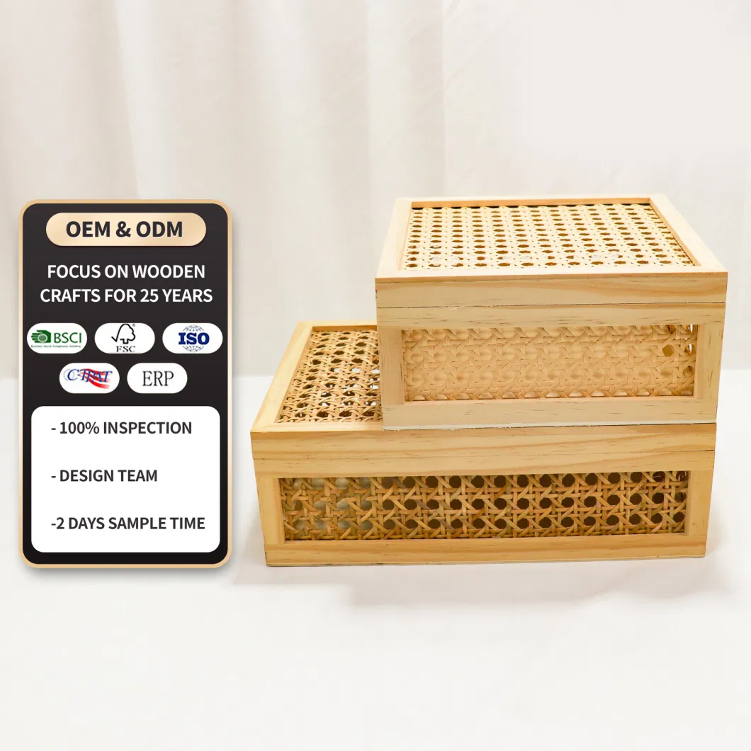 Rectangle Unfinished Wooden Rattan Gift Box