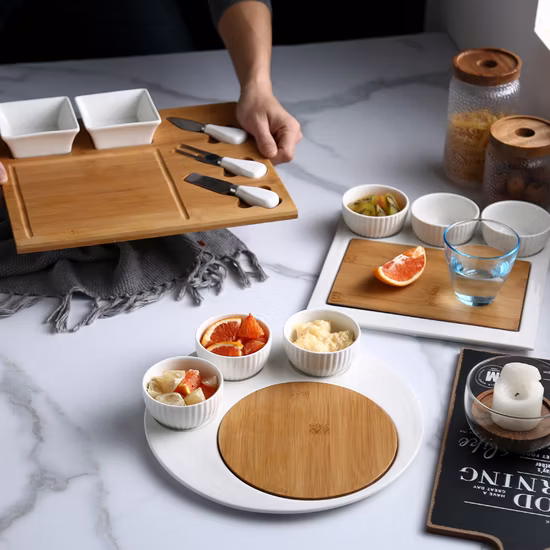 OEM bambù legno verdure frutta attrezzo da cucina grande vassoio da portata in bambù